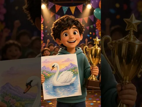 🦢💔 El cisne que NO se creía bonito… hasta que vio este dibujo 😭✨ #Shorts