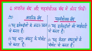 आयनिक बंध और सहसंयोजक बंध में अंतर/aayanik bandh aur sah sanyojak bandh mein antar