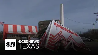 Winds toppled Whataburger sign outside east Fort Worth location