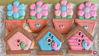 How to Decorate Flower Pot and Birdhouse Cookies
