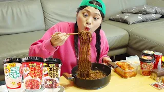 Black Bean Noodle Chicken Tteokbokki Mukbang DONA
