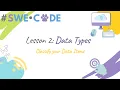 SWE Code Lesson 2 Data Types