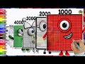 Numberblocks 1000 To 6000 Family Drawings Coloring For Kids Learn To Draw Easy Art Start