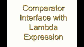 Comparator Interface With Lambda Expression