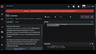 Codewars L1 Set Alarm Python 8 kyu