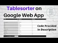 Tablesorter on Google Web App