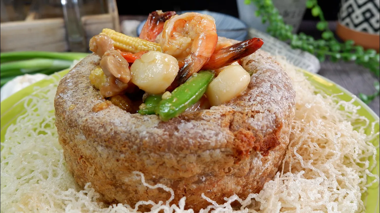 Highly Requested Restaurant Style Prosperity Yam Ring Recipe  Chinese Seafood & Chicken Stir Fry