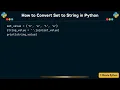 How to Convert Set to String in Python