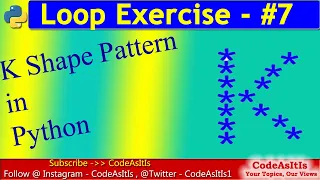 Python Pattern Programs - Printing Stars in K Shape Learn Python Programming Python Programs