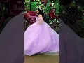 Lilac Glitter Tulle Quince Dress w Gold Embroidered Lace Beading Separate Off Shoulder Cape