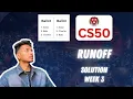 CS50 PSet 3 - Runoff Walkthrough Step by Step for Beginners