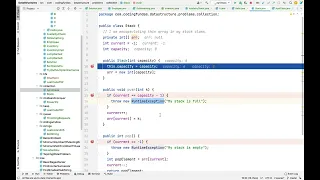 Custom stack implementation using array collections in java - part 2
