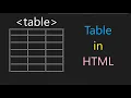 Table in html Tutorial HMTL and CSS Part5
