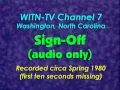 WITN-TV Channel 7 Washington NC - Sign-off circa Spring 1980 only
