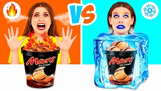 Tantangan Makanan Panas vs Dingin | Hack dan Gadget Rahasia Mudah BaRaFun Challenge