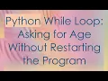 Python While Loop Asking for Age Without Restarting the Program