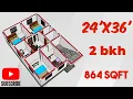 24x36 house plan 24x36 house map 24x36 house design 864 Sqft