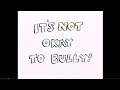 1994 It s Not Okay To BULLY VHS Educational School Tape