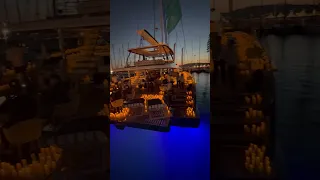 3 and a half thousand candles on the new Lagoon 82 for an evening concert in Cannes… #luxuryyachts