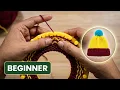 EASY Loom Knit Hat for BEGINNERS Step by Step Make Brim Change Color Rows Stitch All Sizes
