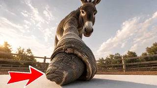 The master trims the donkey's hooves with a sharp knife; it's soothing and helps with sleep.