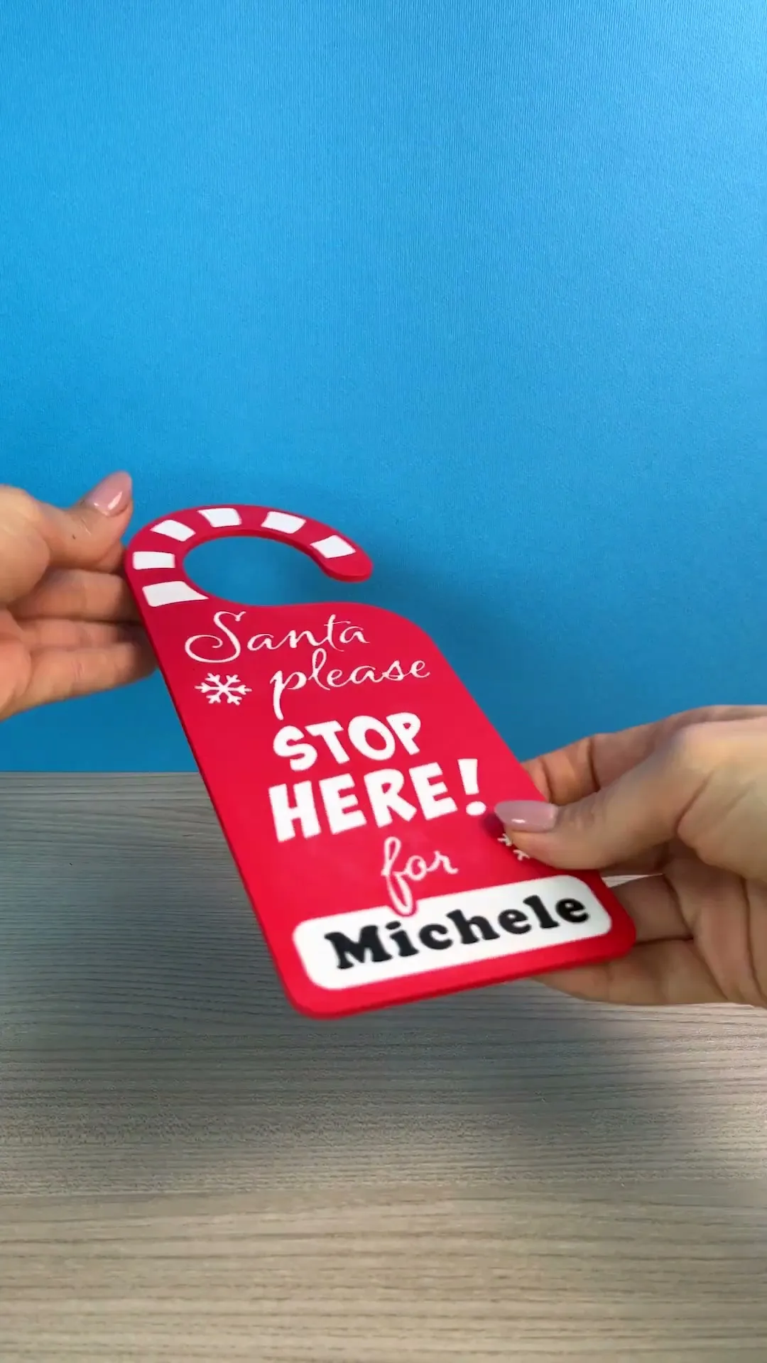  Santa Stop Here Door Hanger ( + Custom Name )