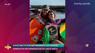 Aulão gratuito de bodyboarding reúne campeãs mundiais em São Francisco do Sul