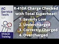 R-410A AC Unit Checked with Superheat 4 Scenarios Low Charge through Overcharged