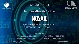 Introduction to ML Basics of Python NumPy and Pandas Workshop 1 Udyam 22
