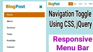 Responsive Toggle Navigation Bar by using css jQuery