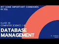 Some Important Commands in SQL Database Management Class 12 CBSE Computer Science