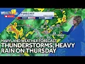 Maryland weather forecast Heavy rain thunderstorms on Thursday with slight tornado risk