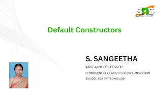 Default Constructor Object Oriented Programming SNS Institutions