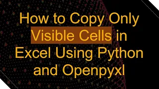 How to Copy Only Visible Cells in Excel Using Python and Openpyxl
