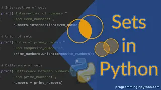 Python Datatype SET - Set Operations in Python Data types programminginpython com