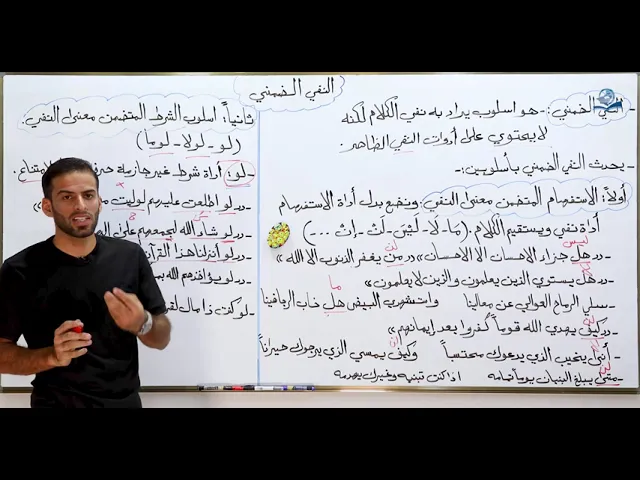 مادة اللغة العربية للصف السادس الاعدادي : النفي الضمني