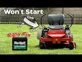 Zero turn mower engine won t turn over or crank - clicking sound