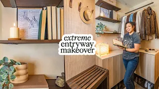 How to maximize storage in your SMALL & AWKWARD entryway | Organic modern makeover