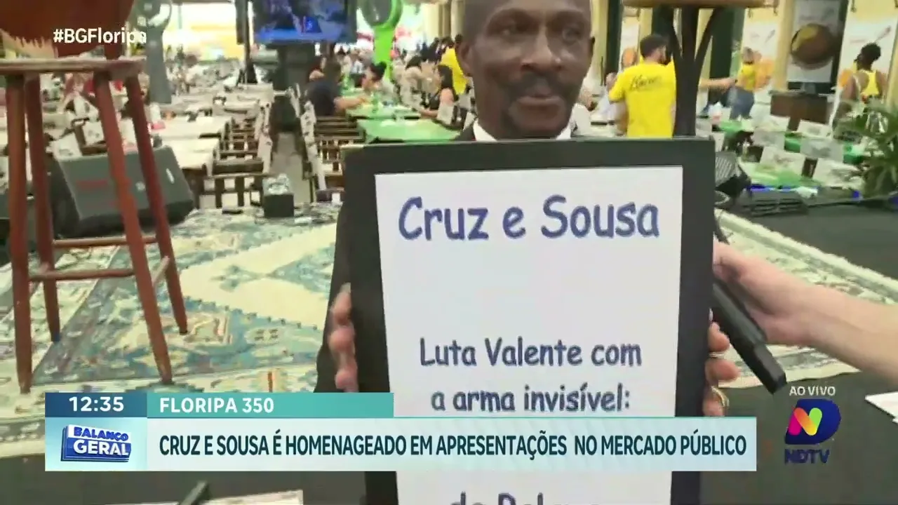 Projeto Floripa 350 presta homenagem a Cruz e Sousa no Mercado Público