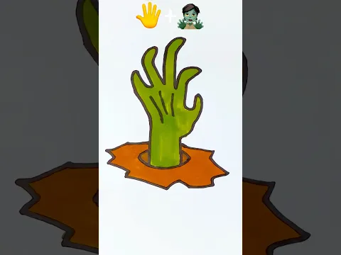 Easy drawing zombie hand Halloween #kids #zombie #easydrawing #halloween #drawing #forkids