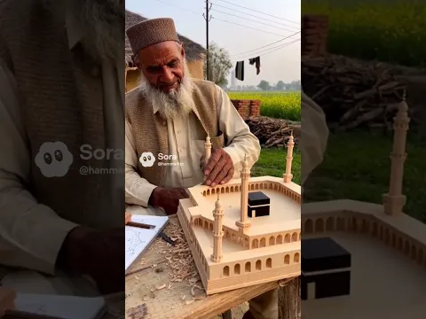 An old man making model of Masjid al Haram #haram #masjidalharam