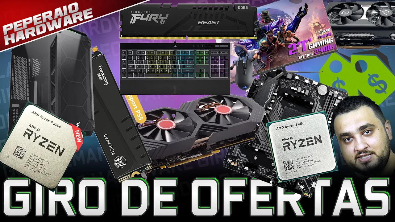 GIRO DE OFERTAS - DDR5 8GB Brasil / Festival Monitor BARATO / RYZEN 3 R$ 300 / RYZEN 9 CAIU (14/03)