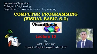 Computer Programming visual Basic 6 0 Control Structures Hussain Fadhil Hussain 2022
