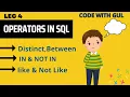 Operators in Sql Distinct Between In and Not In Like and not Like