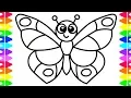 LEARN HOW TO DRAW A BUTTERFLY EASY COLORING PAGES FOR KIDS TODDLERS BABIES COLORED MARKERS