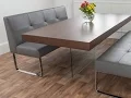 Grey Dining Bench with Back