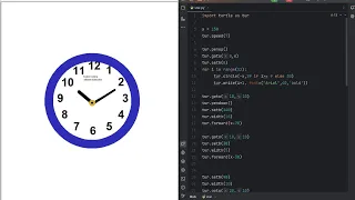 Python Turtle Wall Clock Design Analog Clock Design No Talking coding