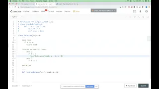 Leetcode 92 Reverse Linked List II