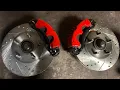 The Ultimate Budget Foxbody 5 Lug Swap Fitting PBR Brake Calipers on an early Sn95 Mustang Spindle