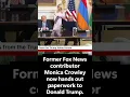 Former Fox News contributor Monica Crowley now hands out paperwork to Donald Trump
